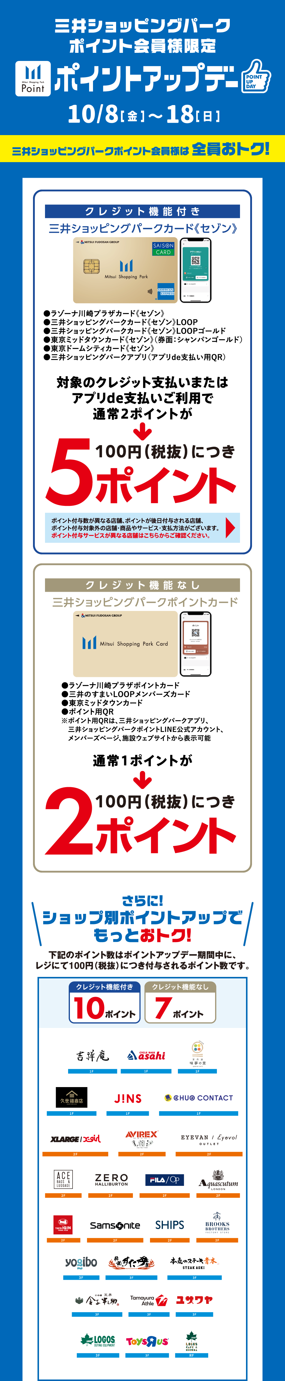 ポイントアップデー 10/8（金）～18（日）