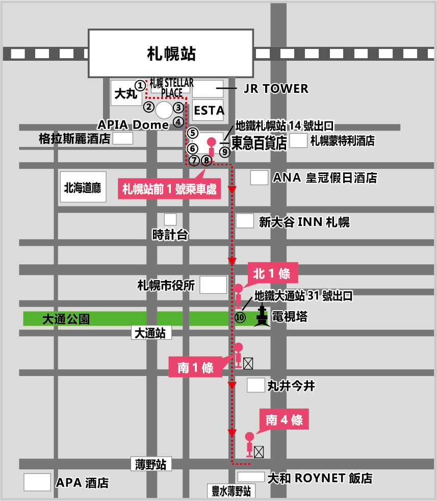 Direct traffic guide to Sapporo station
